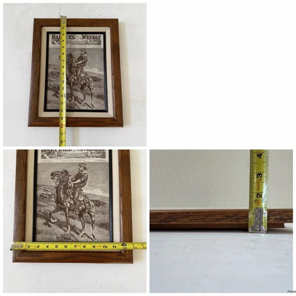 1886 Harper's Weekly Magazine Cover Page Engraved Texture Art Remington Framed